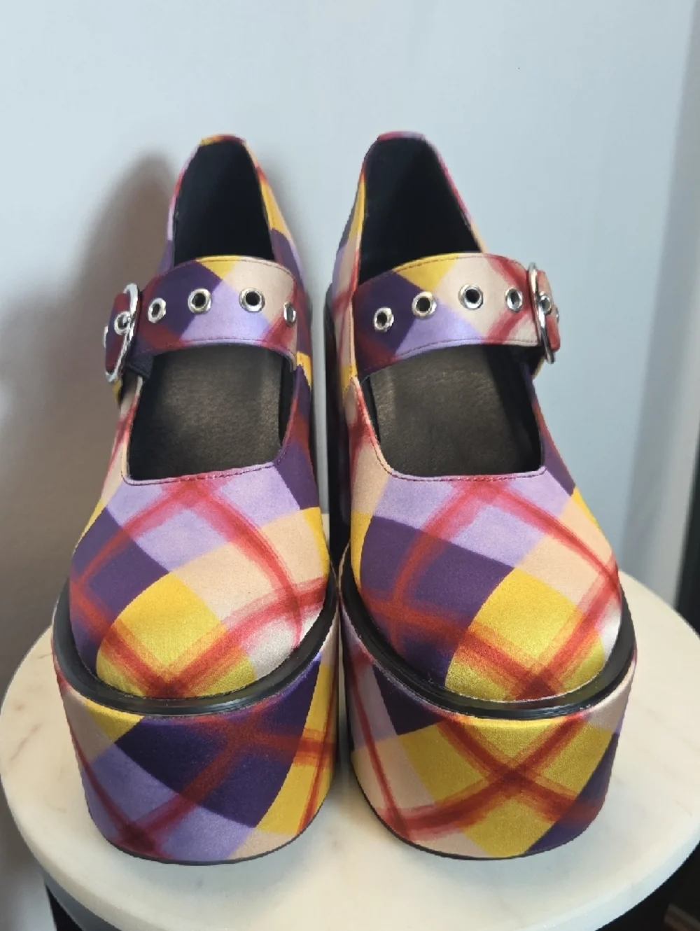 dELiA*s Multicolor Plaid Platform Mary Jane Heels Size 10 *RARE VINTAGE